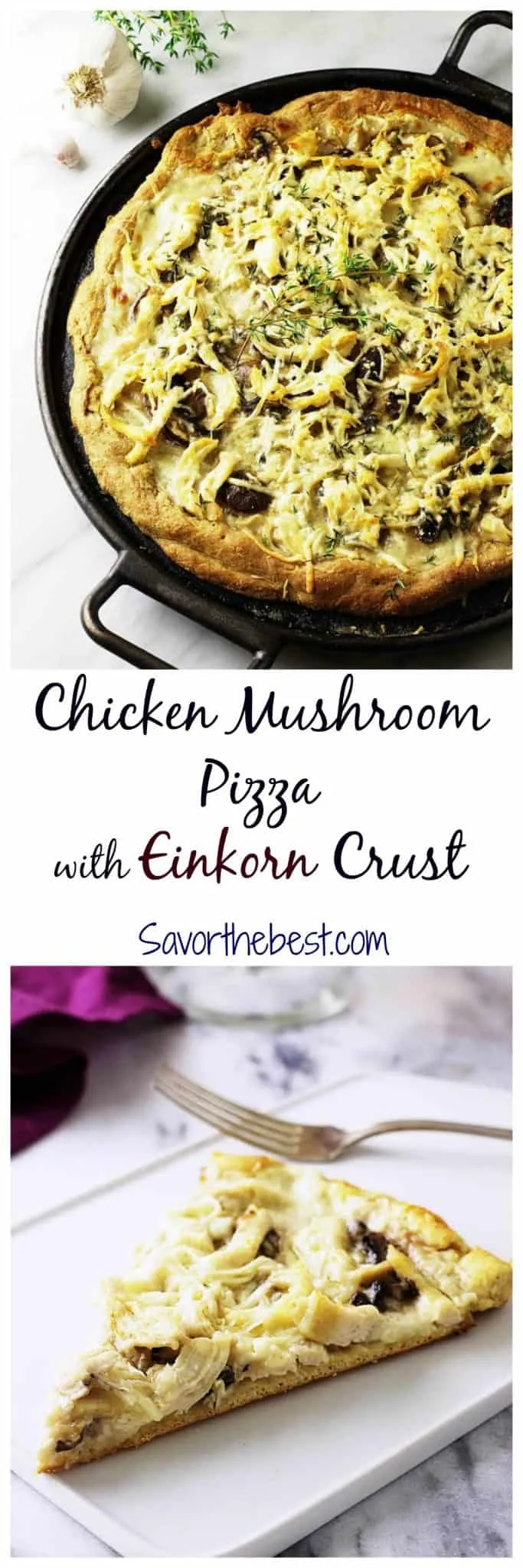 Pinterest pin for mushroom pizza 