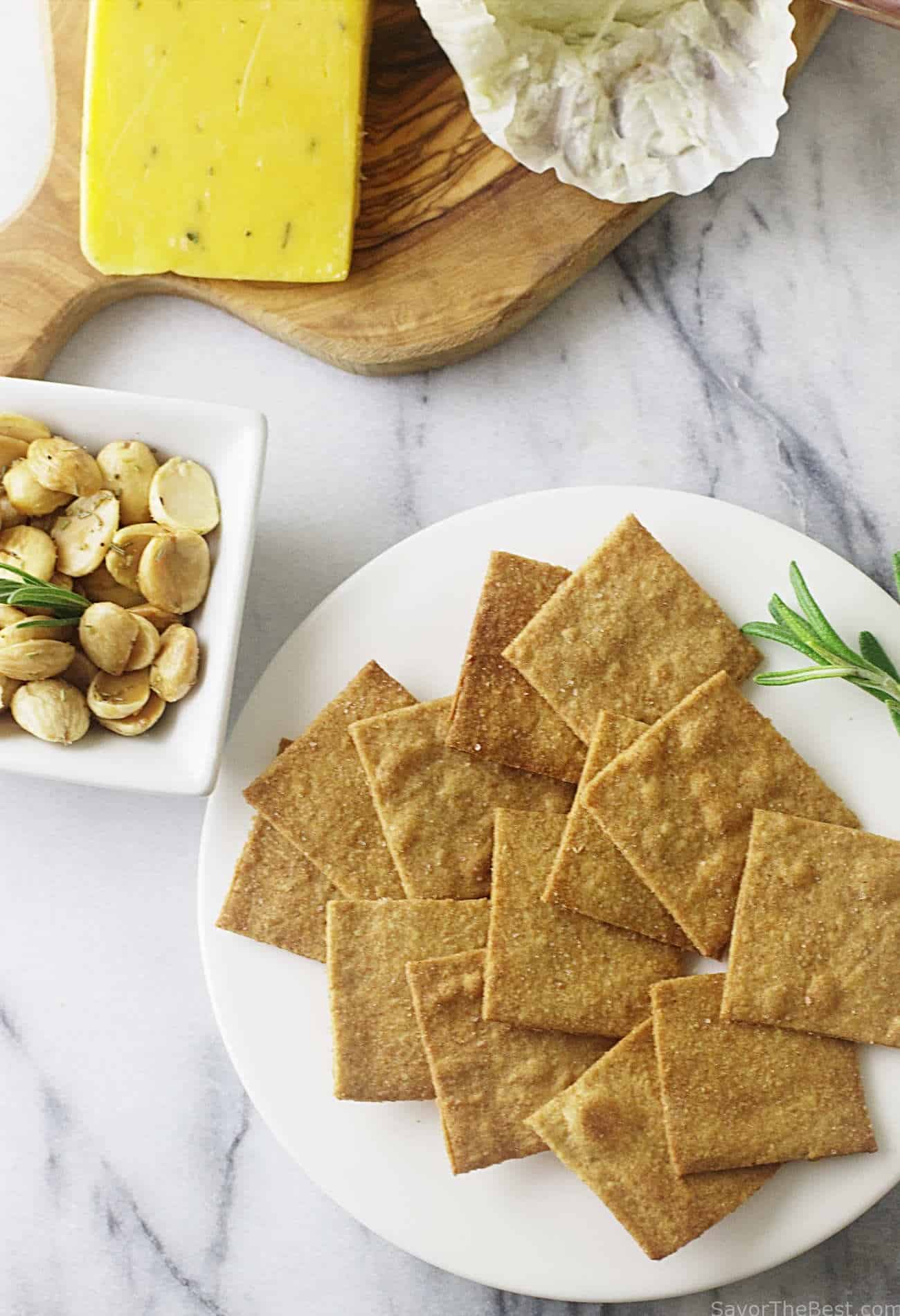 Overhead photo showing freshly baked einkorn wheat thins. 