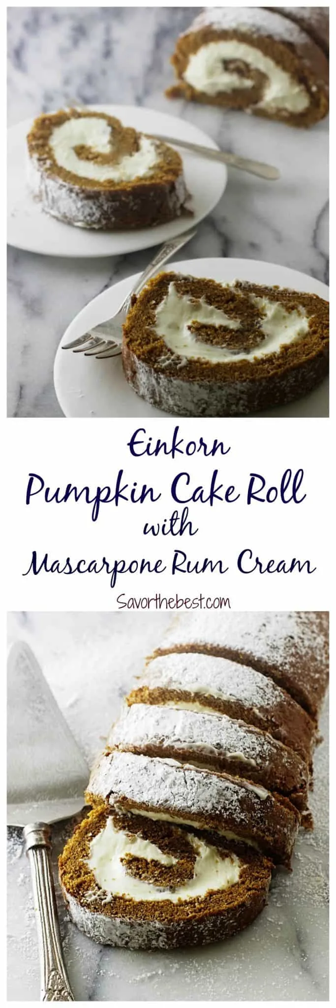 pumpkin cake roll with mascarpone rum cream