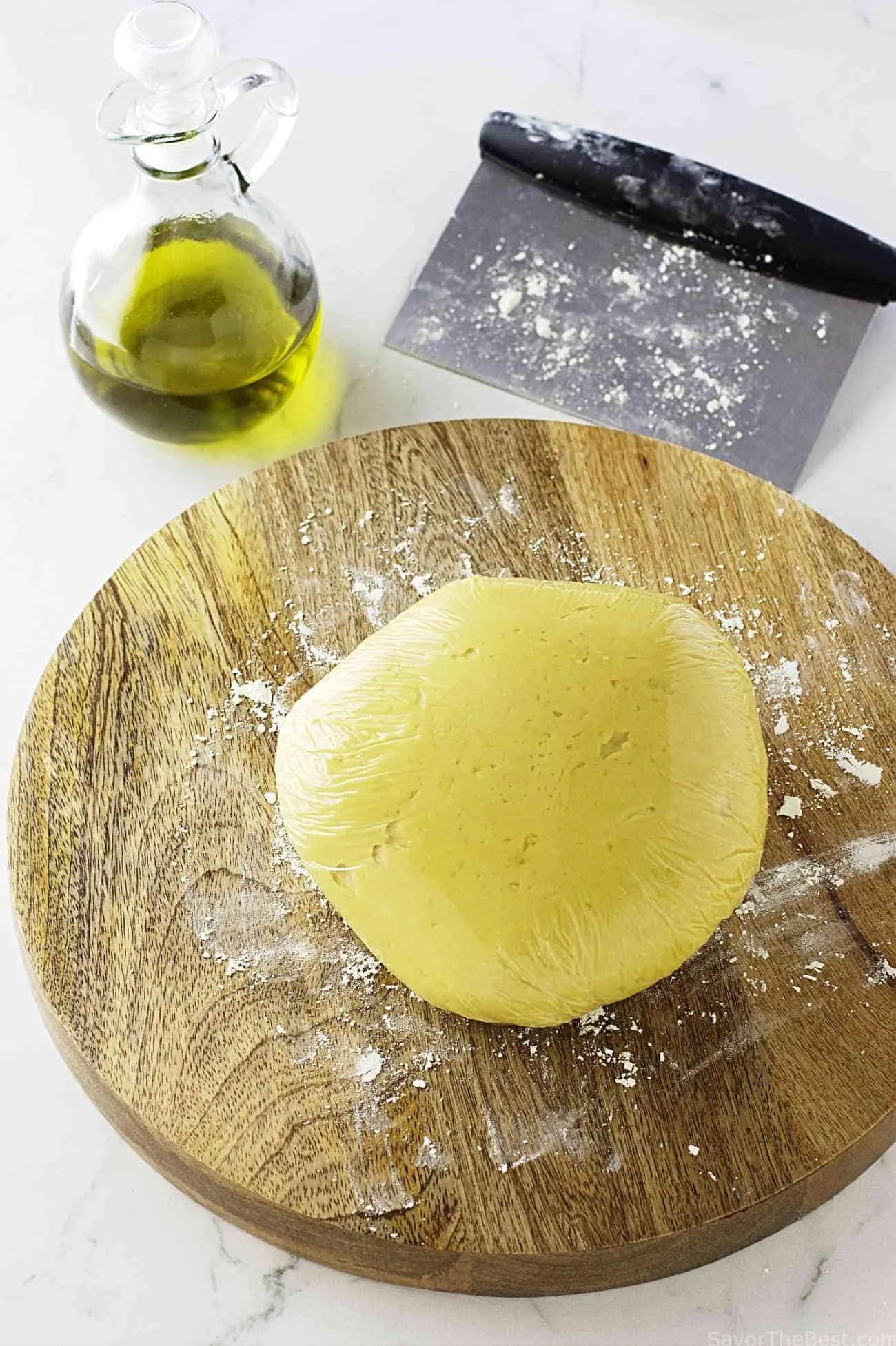 A ball of pasta dough made with einkorn flour.