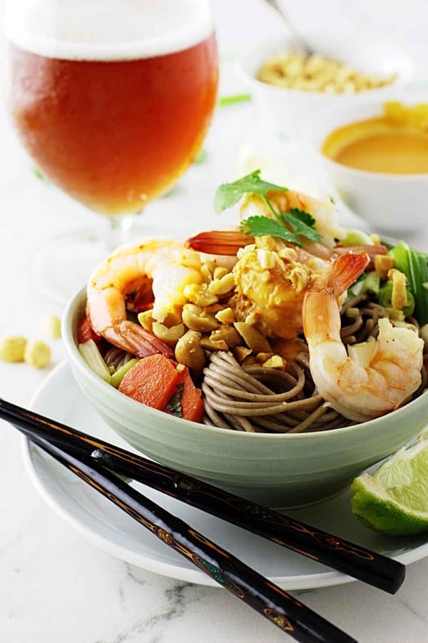 Soba Noodles, Shrimp and Spicy Peanut Sauce Savor the Best
