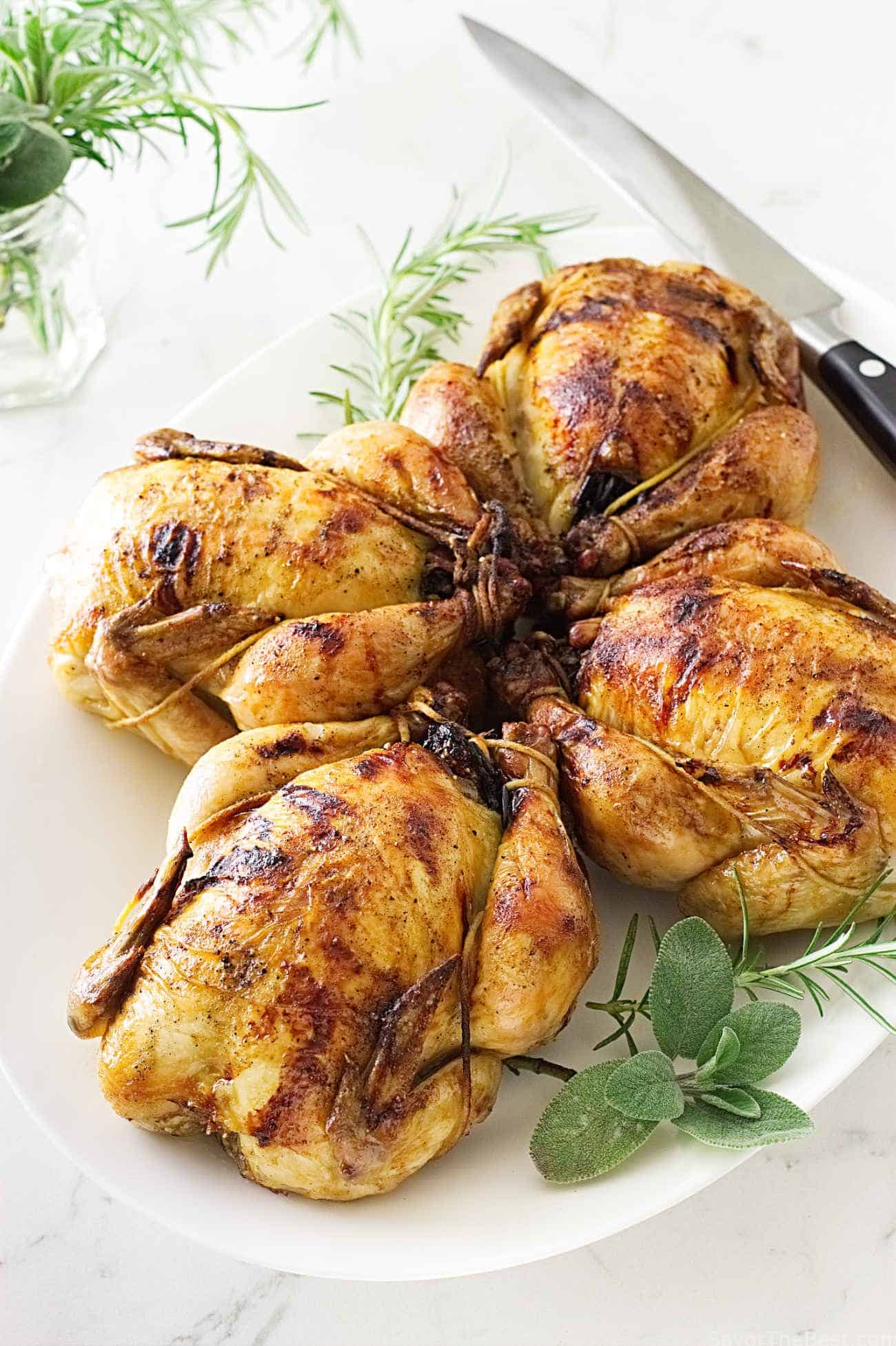 Roasted Cornish Game Hens & Wild Rice-Fig Stuffing - Savor the Best