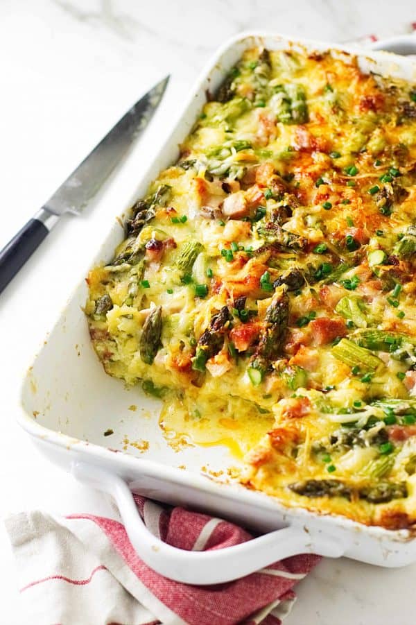 AsparagusHam and Gouda Breakfast Strata Savor the Best