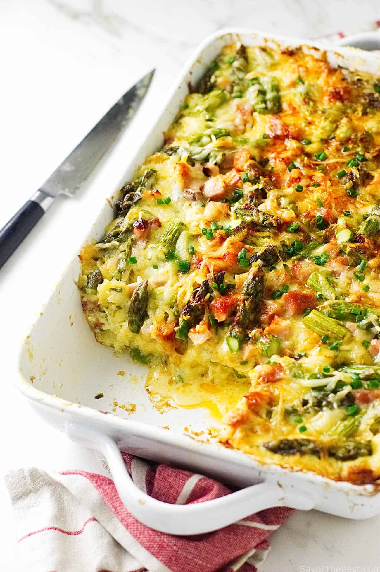 Asparagus-Ham and Gouda Breakfast Strata