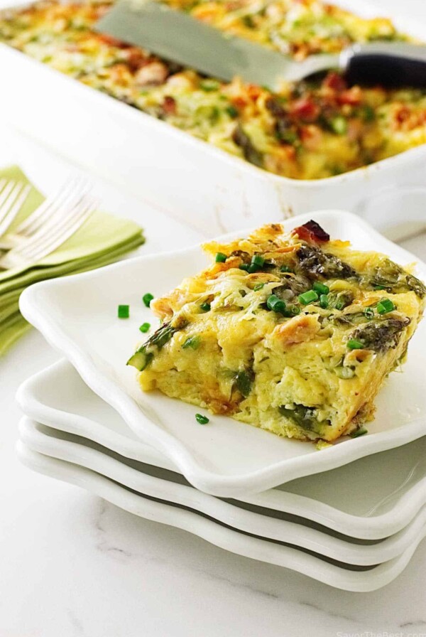 Asparagus-Ham and Gouda Breakfast Strata