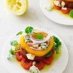 Heirloom Tomato Napoleon with Crumbled Maytag Blue Cheese