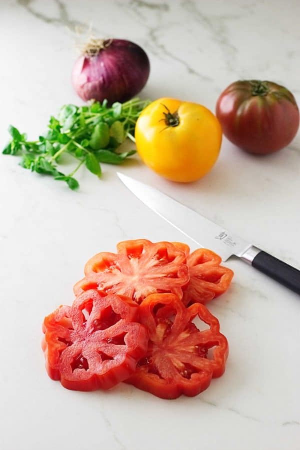 Heirloom Tomato Napoleon with Maytag Blue Cheese Crumbles Savor the Best