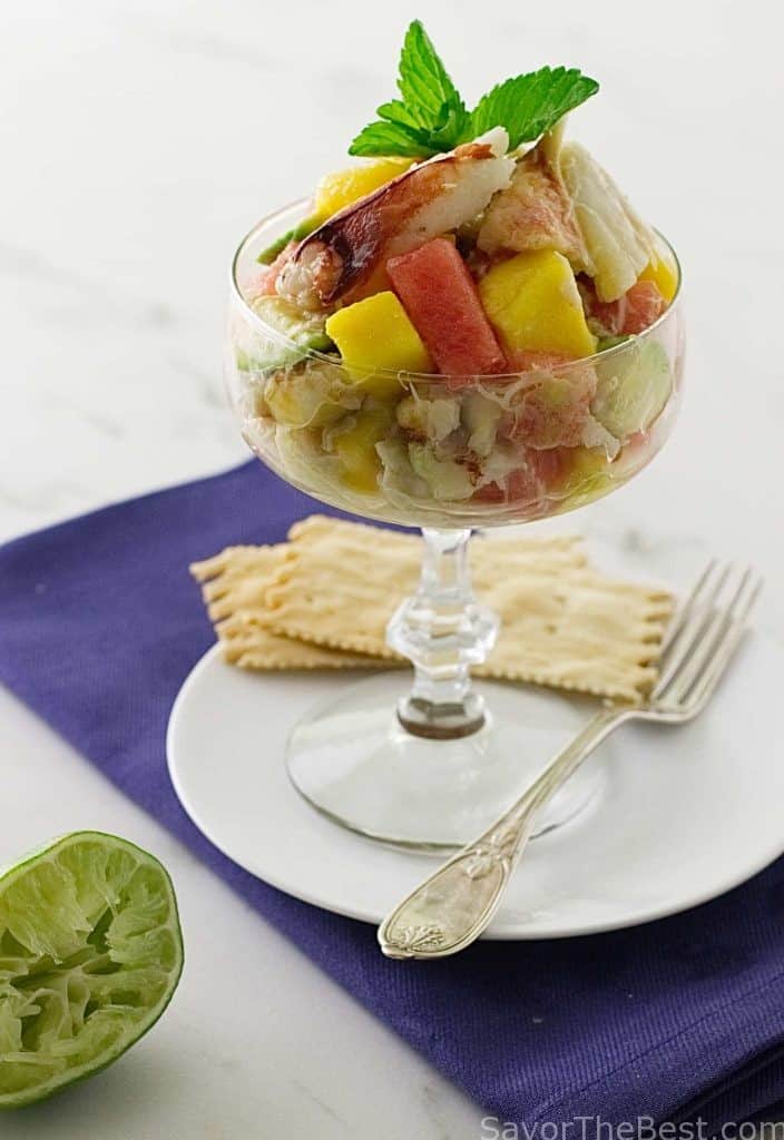 Crabmeat Cocktail with Watermelon, Mango and Avocado