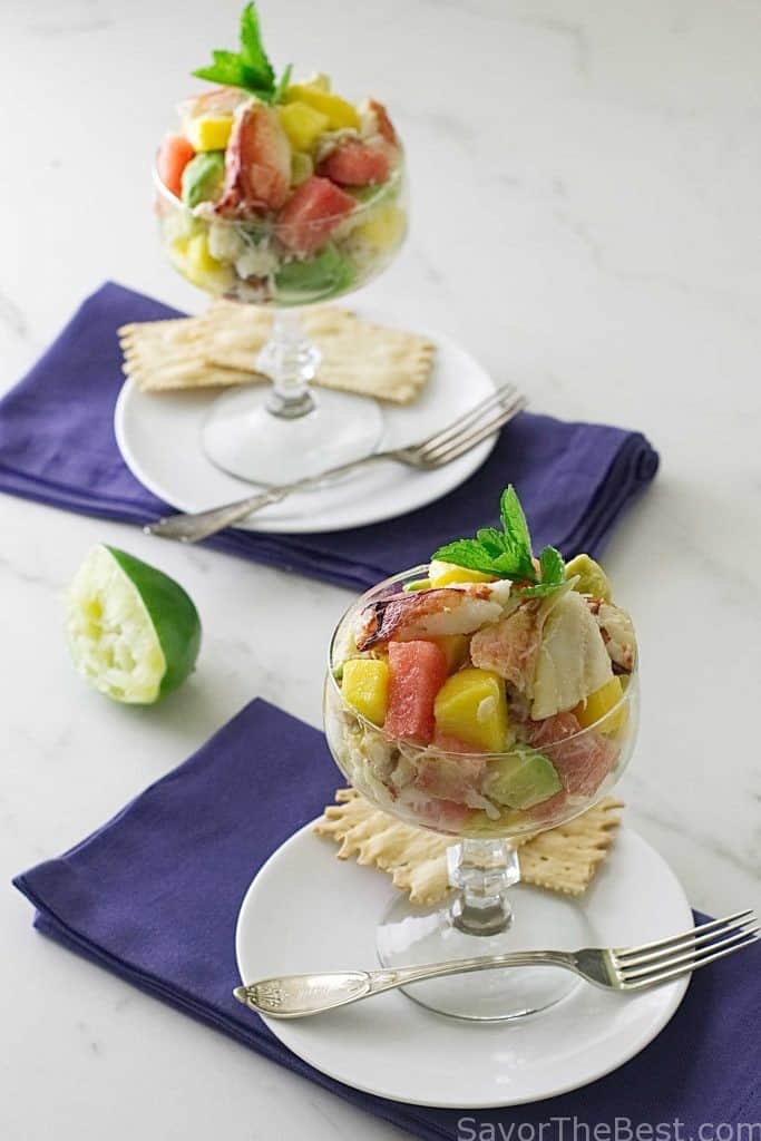 Crabmeat Cocktail with Watermelon, Mango and Avocado