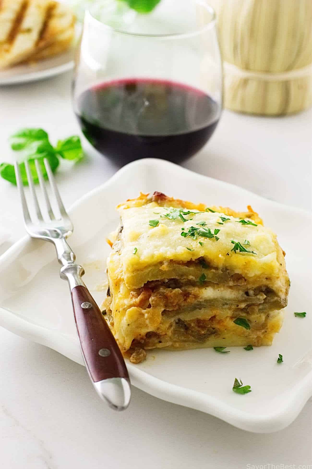 Eggplant Lasagna with Spicy Italian Sausage Meat Sauce - Savor the Best
