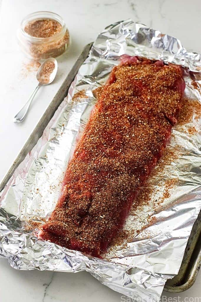 Raspberry Chipotle bbq Pork Ribs with a dry rub