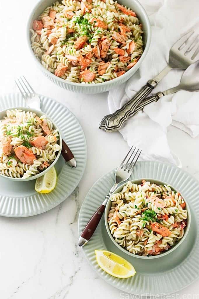 Salmon Salad with Spelt Pasta