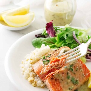 Cedar-Plank Sockeye Salmon with Hazelnut Vinaigrette