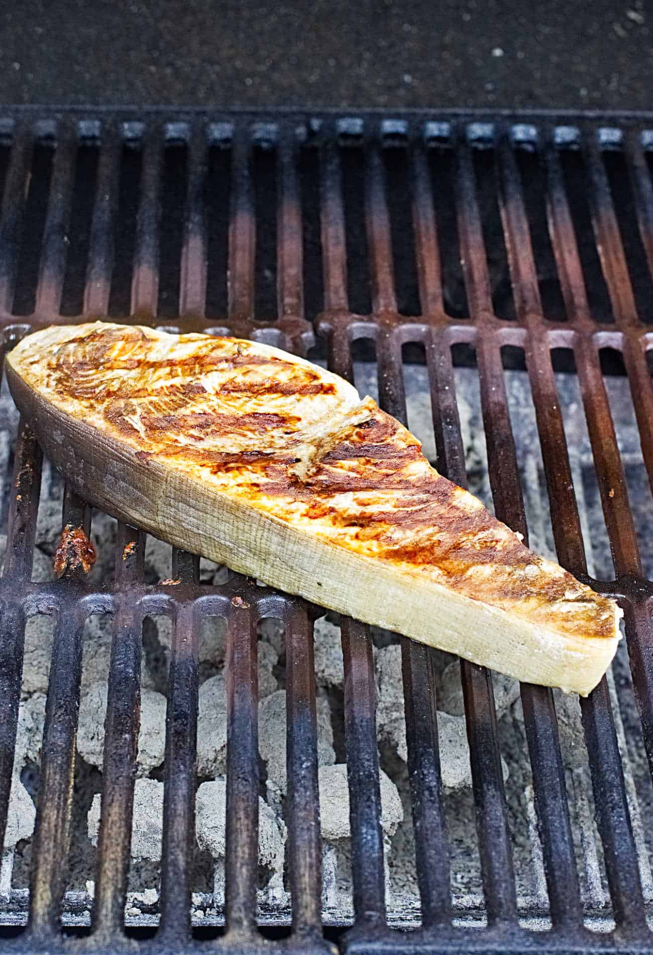 Swordfish steak on a hot grill