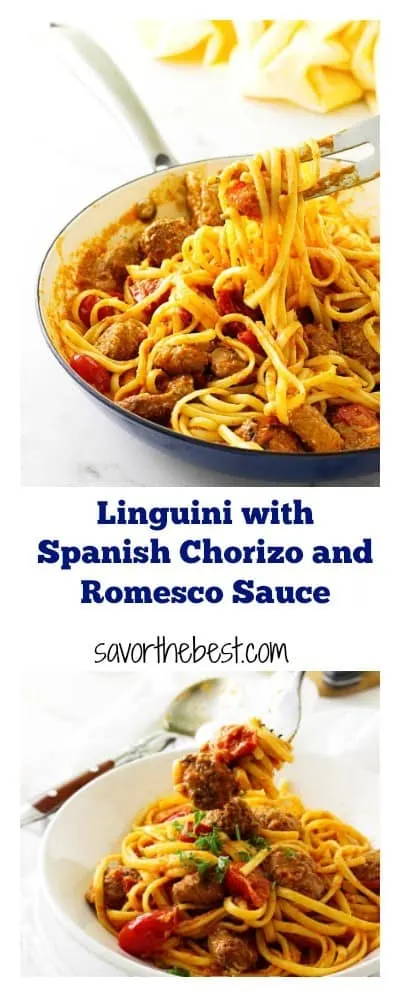 Linguini with Spanish Chorizo and Romesco Sauce