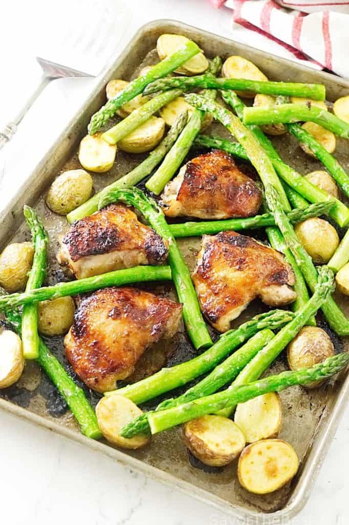 Sheet Pan Chicken Dinner with Potatoes and Asparagus - Savor the Best