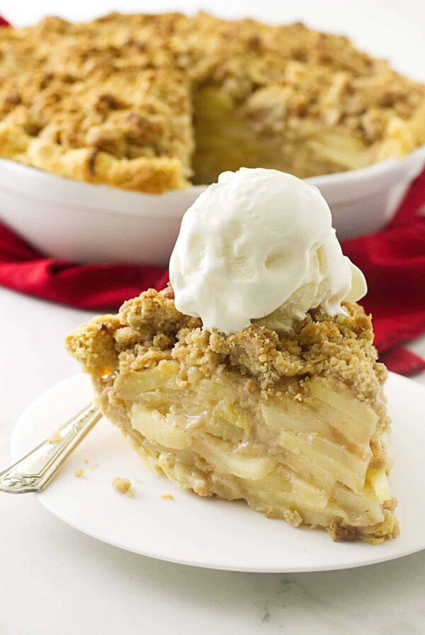 Dutch apple pie with oatmeal streusel topping and a luscious creamy apple filling