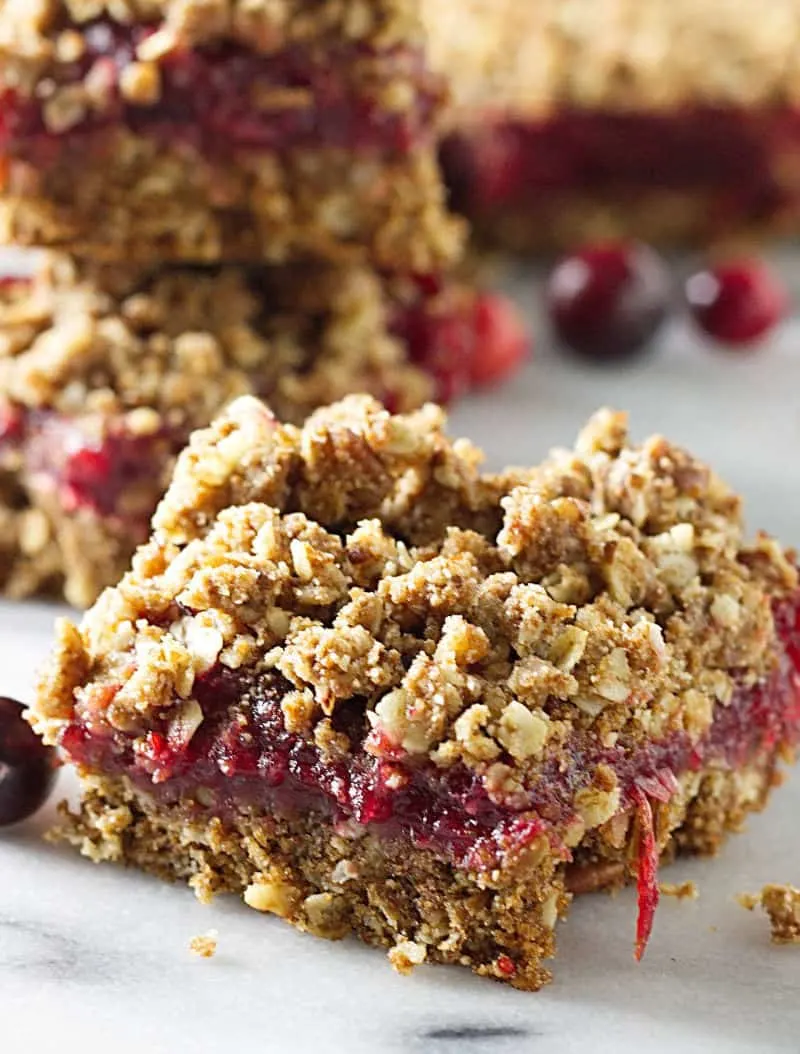 Sprouted wheat fresh cranberry bars made with sprouted wheat flour and fresh cranberries