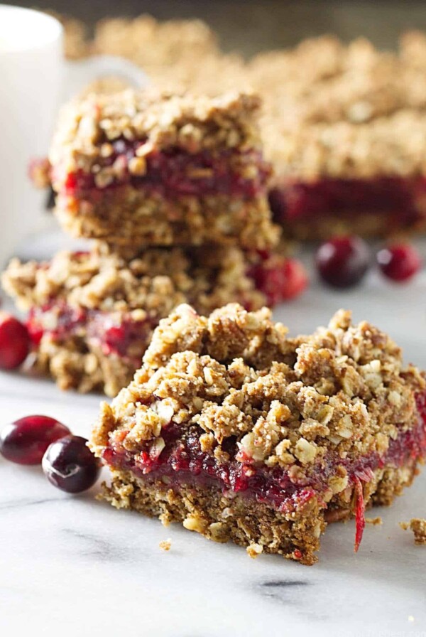 Sprouted wheat cranberry bars made with sprouted wheat flour and fresh cranberries