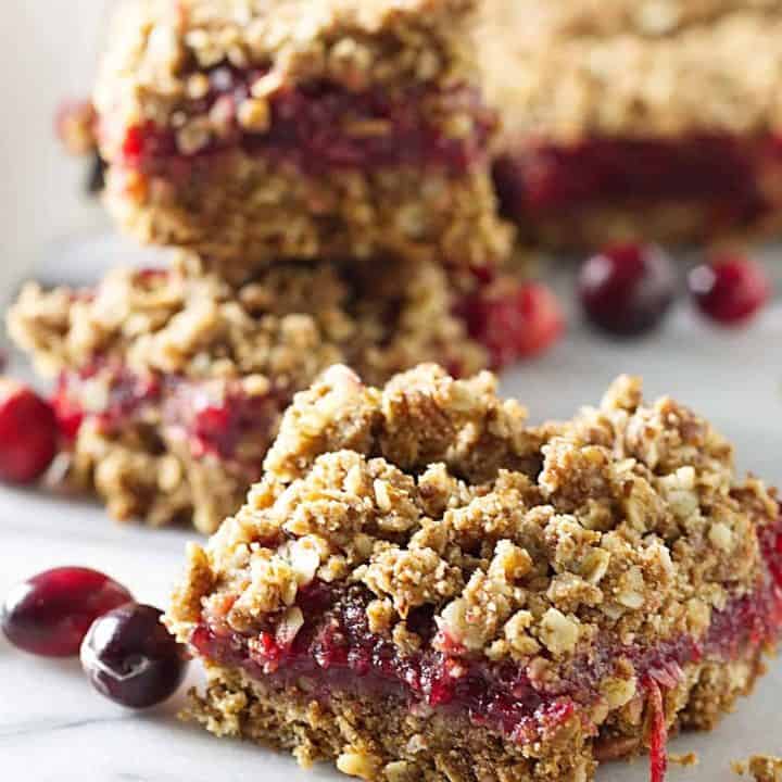 Sprouted wheat cranberry bars made with sprouted wheat flour and fresh cranberries