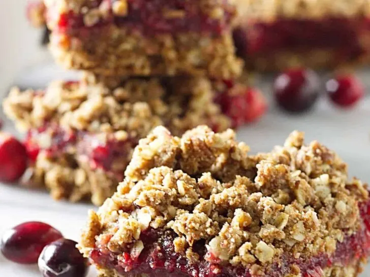 Sprouted wheat cranberry bars made with sprouted wheat flour and fresh cranberries