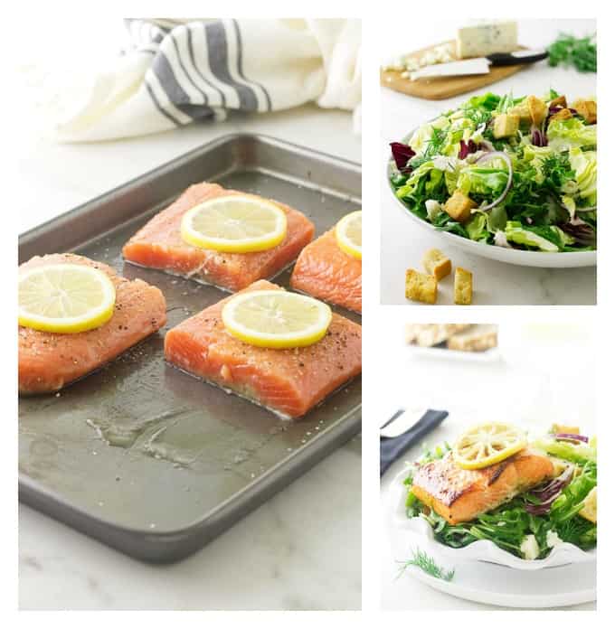 Herb salmon Salad with Blue Cheese Dressing