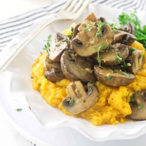 Roasted Garlic-Herb Mushrooms and Butternut Mash