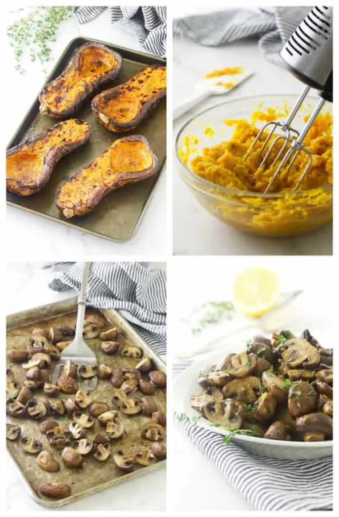 Roasted Garlic-Herb Mushrooms and Butternut Mash