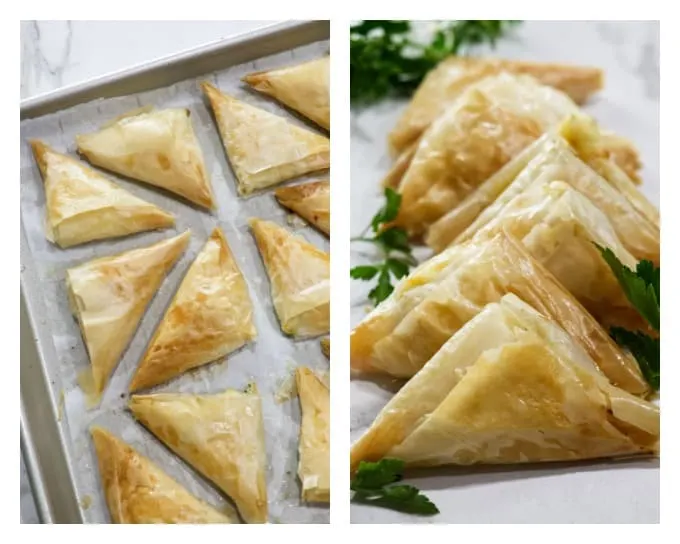 Greek Cheese Triangle Pies (Tiropita) collage