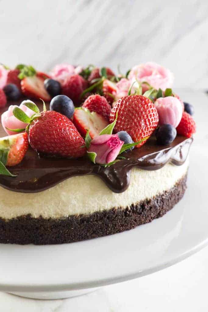 Bourbon Vanilla Cheesecake with Chocolate Ganache - Savor the Best