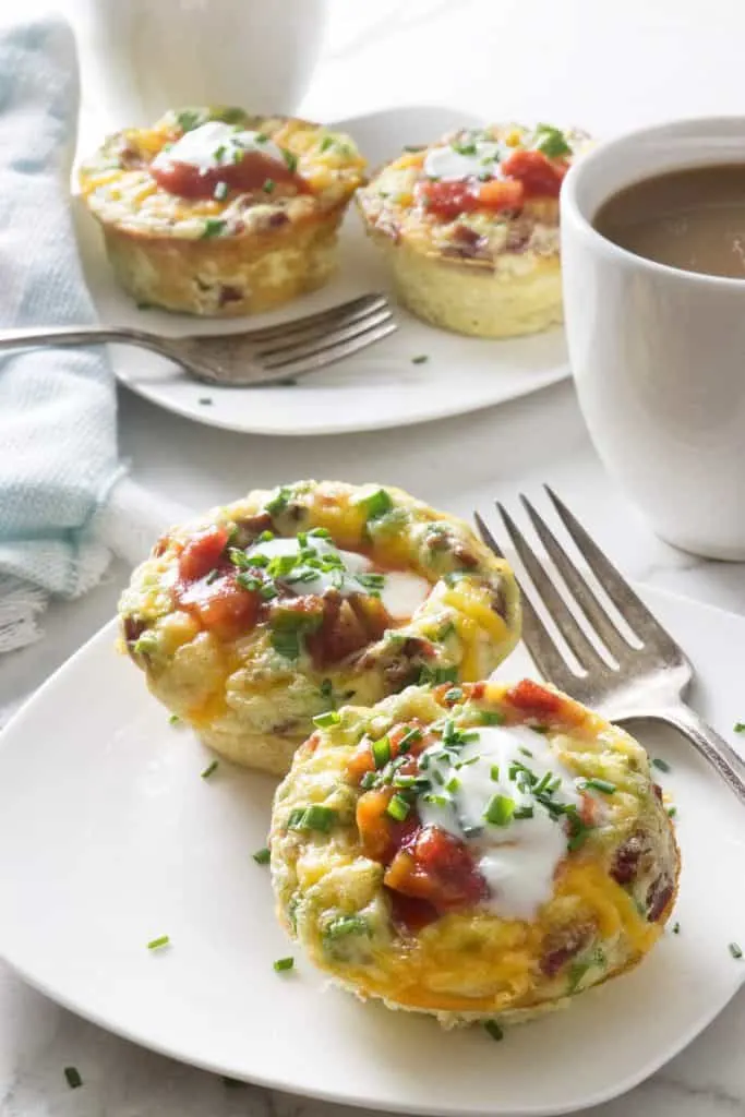 individual sized egg muffin cups with turkey bacon