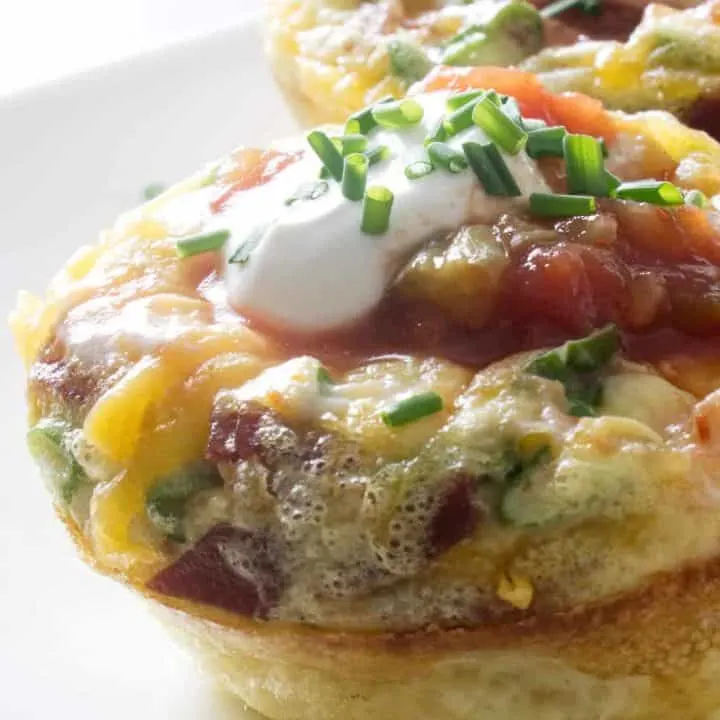 individual sized egg muffin cups with turkey bacon