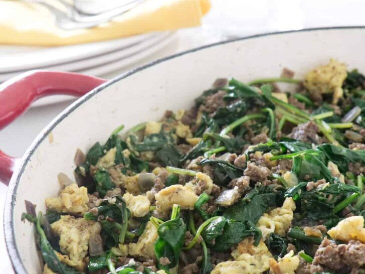 spinach, beef and egg hash