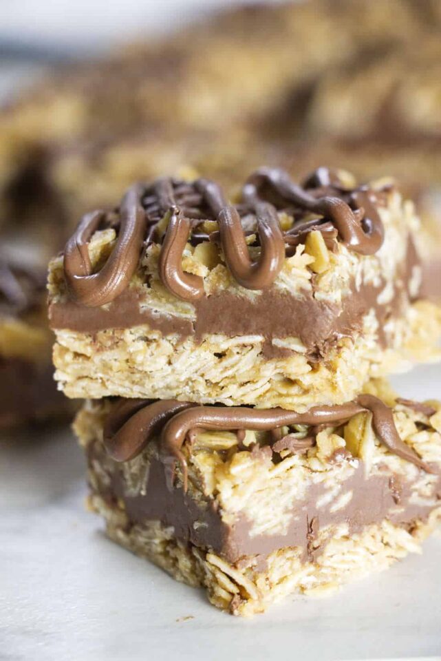 No Bake Chocolate Nutella Oatmeal Bars - Savor the Best