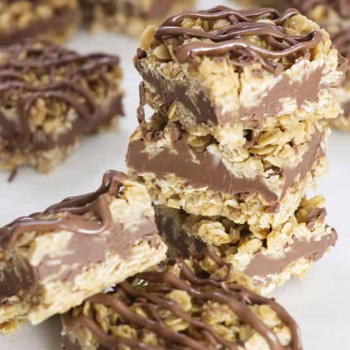 No Bake Chocolate Nutella Oatmeal Bars - Savor the Best