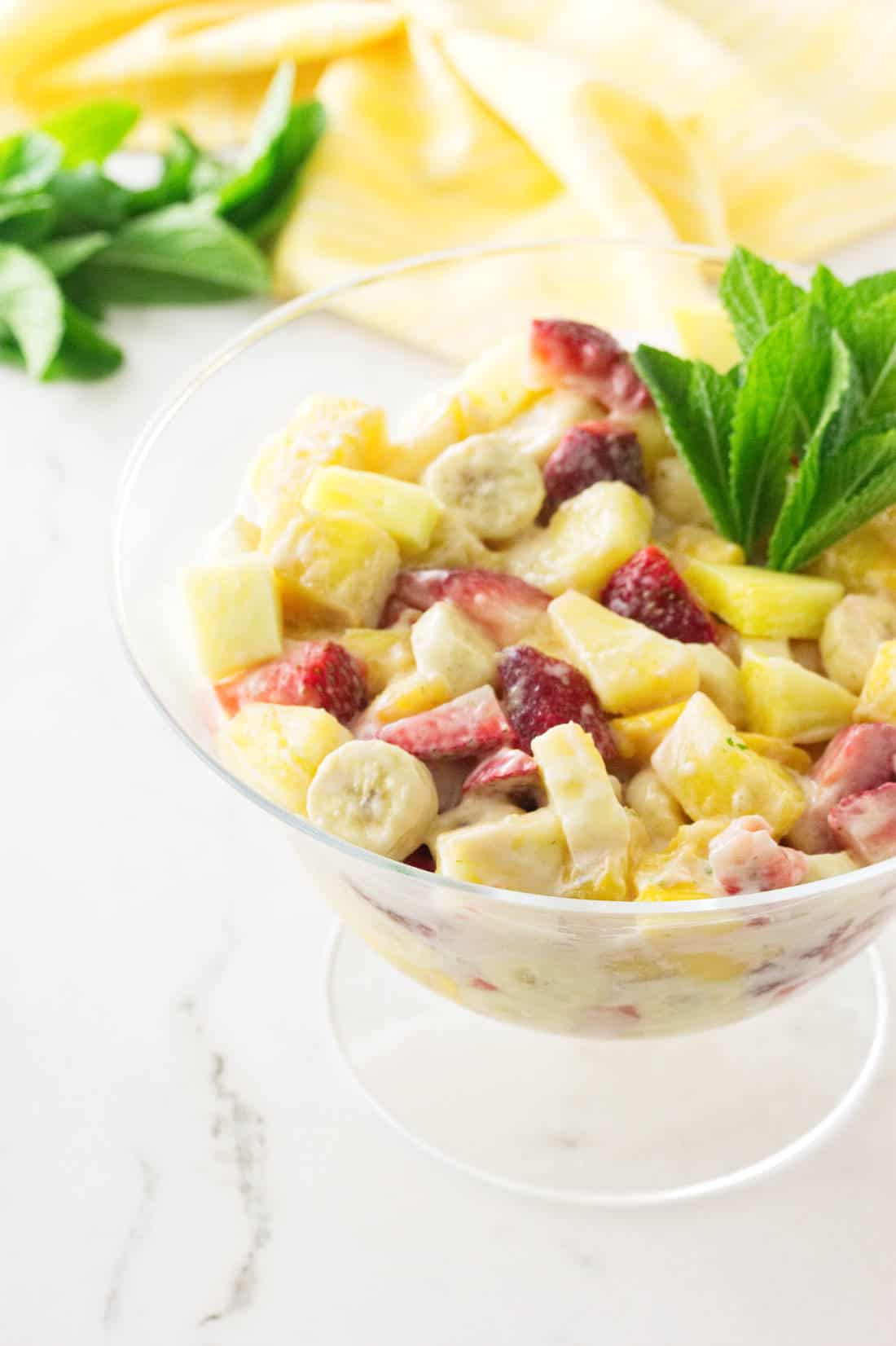 Tropical Fruit salad with honey Yogurt Dressing
