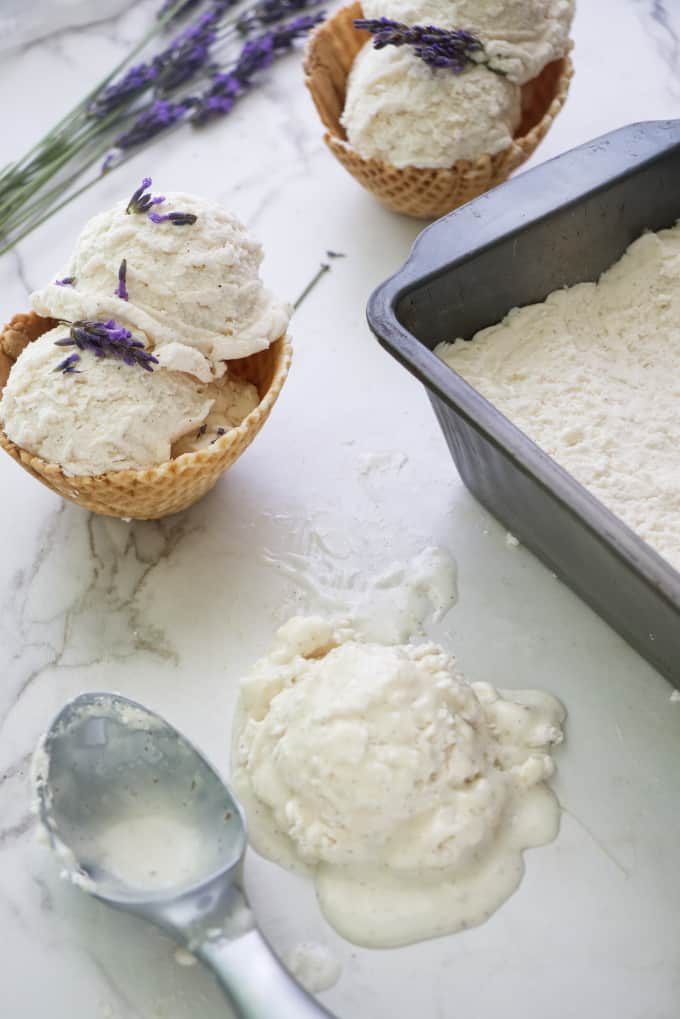 No Churn Vanilla Lavender Ice Cream