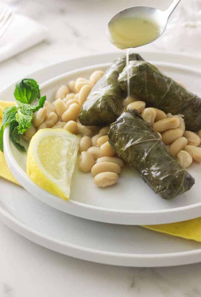 Greek Dolmades with Cannelloni Beans