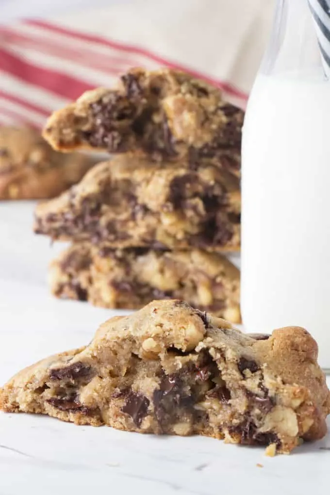 Levain bakery chocolate chip cookies and milk