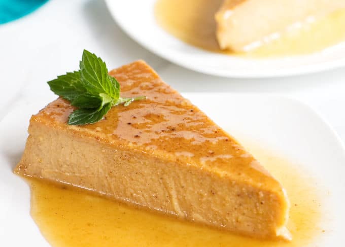 Pumpkin flan Napolitano with Rum Caramel Sauce