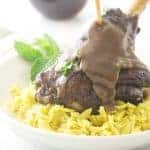 Slow Cooked Moroccan Lamb Shanks with Lemon-Garlic Orzo