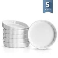 Sweese 5103 Porcelain Ramekins Round Shape - 5 Ounce for Creme Brulee - Set of 6, 4.8 x 0.8 Inch, White