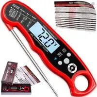 Instant Read Meat Thermometer For Grill And Cooking. UPGRADED WITH BACKLIGHT AND WATERPROOF BODY. Best Ultra Fast Digital Kitchen Probe. Includes Internal BBQ Meat Temperature Guide