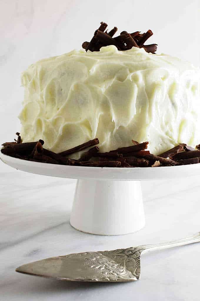intense chocolate cake with cream cheese frosting