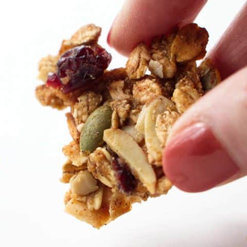 ancient grains apple cranberry granola close up