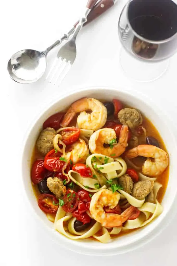 Spanish Chorizo and Shrimp Pasta