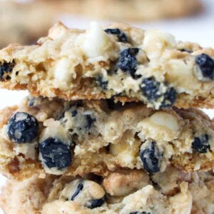 stack of blueberry granola cookies