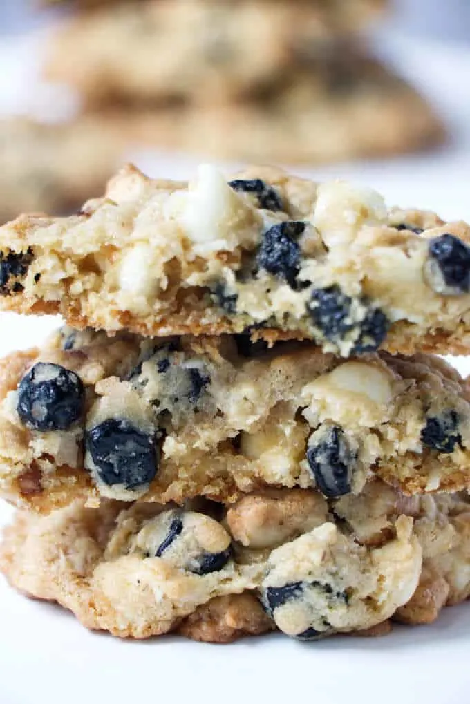 stack of blueberry granola cookies
