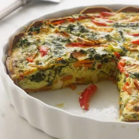 Goat cheese quiche with sweet potato crust