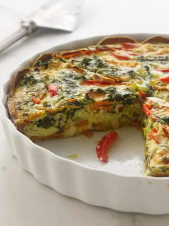Goat cheese quiche with sweet potato crust